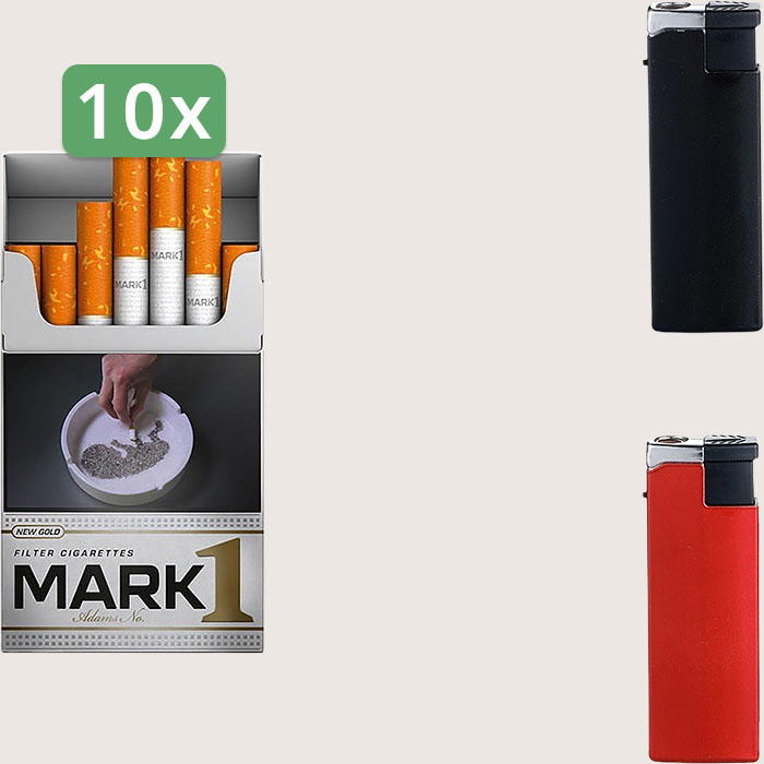 Mark 1 Gold 10 x 6,80 € Sparpaket mit 200 Zigaretten und Feuerzeugset