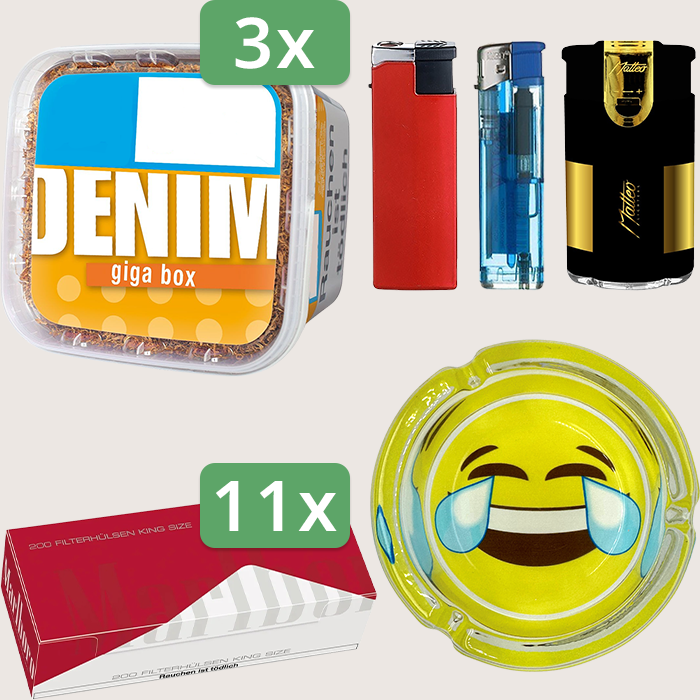 Denim Classic 3 x 315 g Sparpaket mit 2.200 Marlboro Red Hülsen und Aschenbecher Denim Classic 3 x 315 g Sparpaket mit 2.200 Marlboro Red Hülsen und Aschenbecher