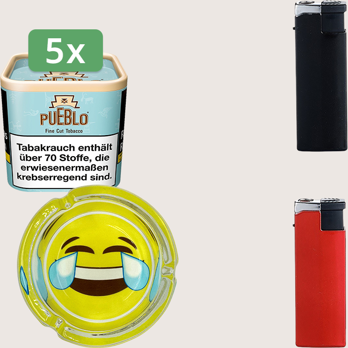 Pueblo Blue 5 x 100 g Sparpaket mit Aschenbecher