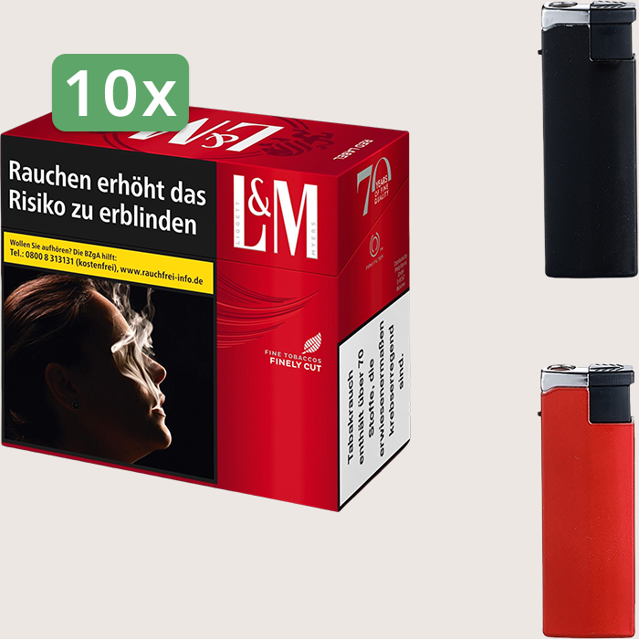 L&M Red Label 10 x 28,00 € Sparpaket mit 770 Zigaretten und Feuerzeugset L&M Red Label 10 x 28,00 € Sparpaket mit 770 Zigaretten und Feuerzeugset