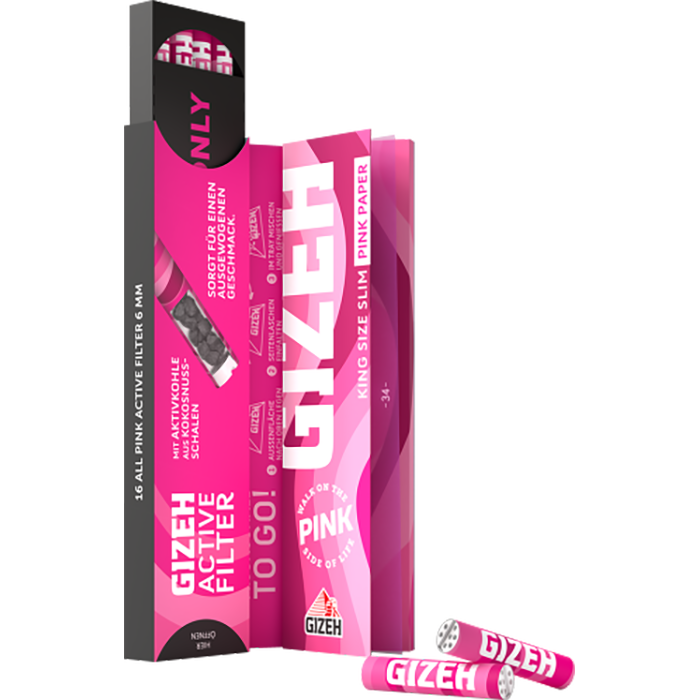 Gizeh Pink King Size Slim + Active Filter 34 Blättchen Gizeh Pink King Size Slim + Active Filter 34 Blättchen