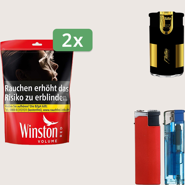 Winston Red 2 x 105 g Sparpaket mit Feuerzeugset