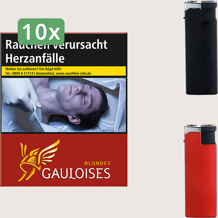 Gauloises Blondes Rot 10 x 15,00 € Sparpaket mit 360 Zigaretten und Feuerzeugset