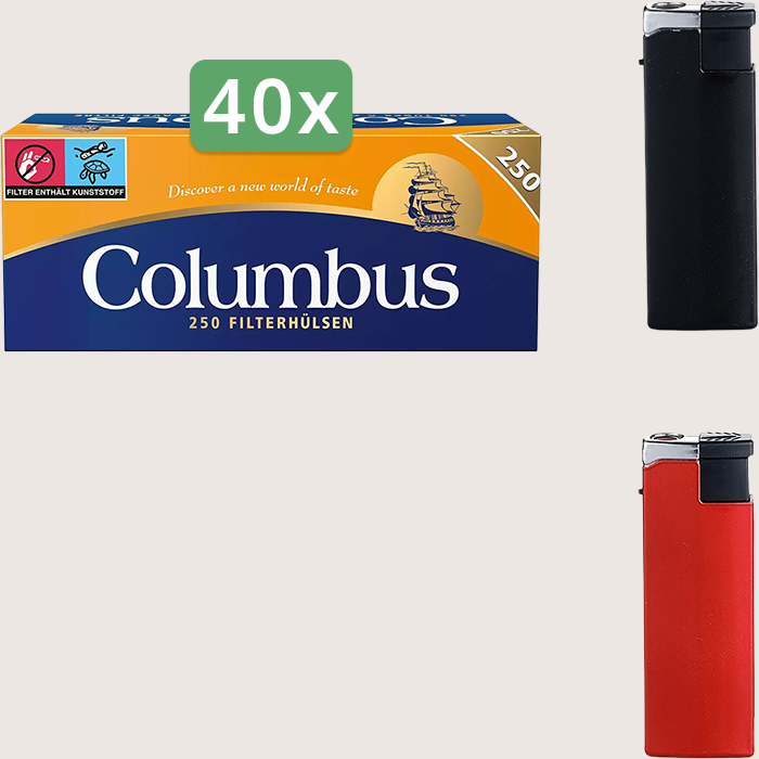 Columbus Sparpaket mit 8.000 Hülsen und Feuerzeugset