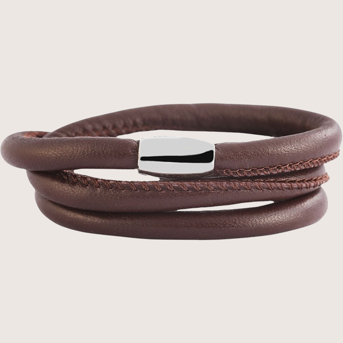 Echtleder Rundarmband - Braun - 54 cm