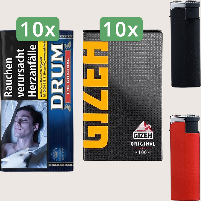 Drum Original 10 x 50 g Sparpaket mit 1.000 Gizeh Black Original Magnet Blättchen