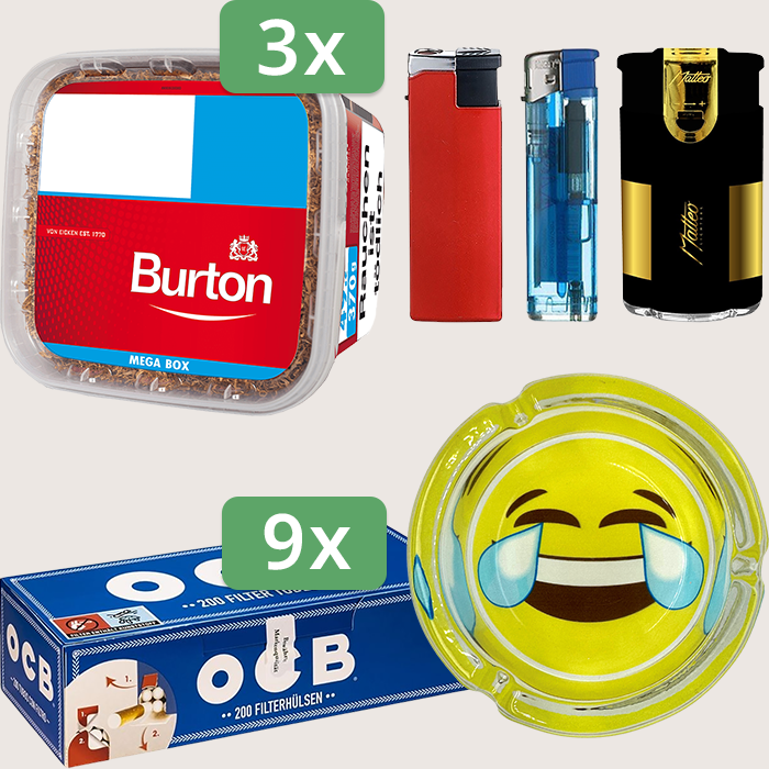 Burton Full Red 3 x 270 g mit 1.800 OCB Hülsen und Aschenbecher