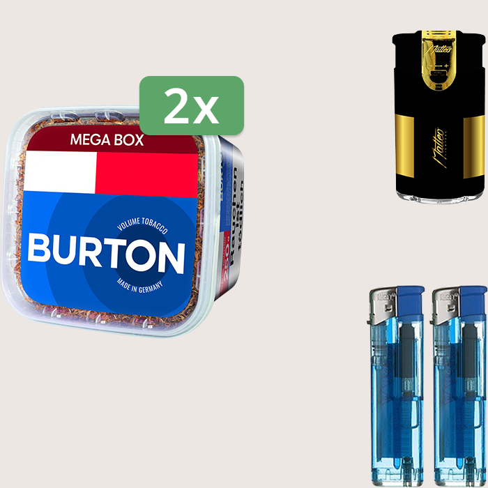 Burton Blue 2 x 250 g Sparpaket mit Feuerzeugset Burton Blue 2 x 250 g Sparpaket mit Feuerzeugset