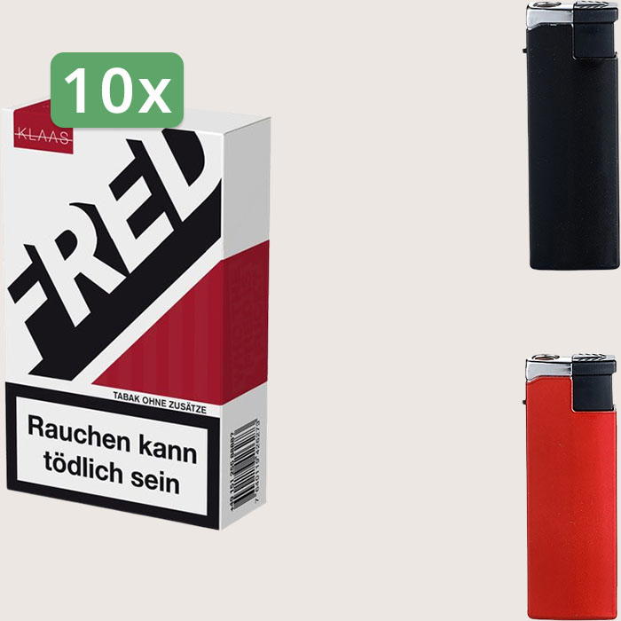 Fred Jaunes 10 x 9,00 € Sparpaket mit 200 Zigaretten und Feuerzeugset