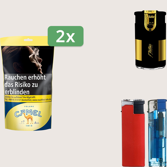 Camel Yellow 2 x 102 g Sparpaket mit Feuerzeugset