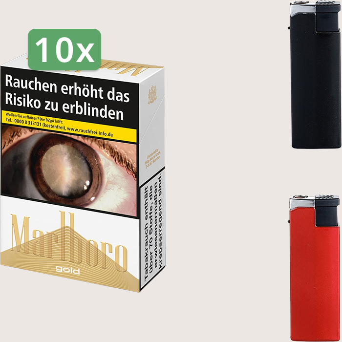 Marlboro Gold 10 x 12,00 € Sparpaket mit 290 Zigaretten und Feuerzeugset