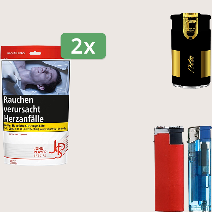 JPS Red 2 x 85 g Sparpaket mit Feuerzeugset