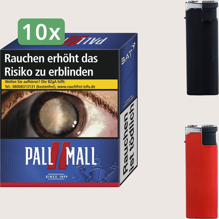 Pall Mall Red 10 x 12,00 € Sparpaket mit 310 Zigaretten und Feuerzeugset