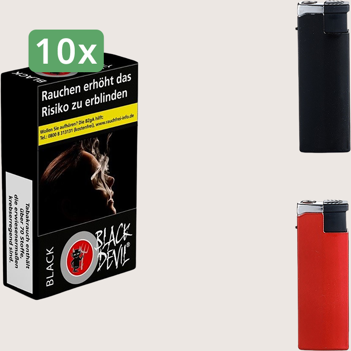 Black Devil Black 10 x 6,60 € Sparpaket mit 200 Zigaretten und Feuerzeugset