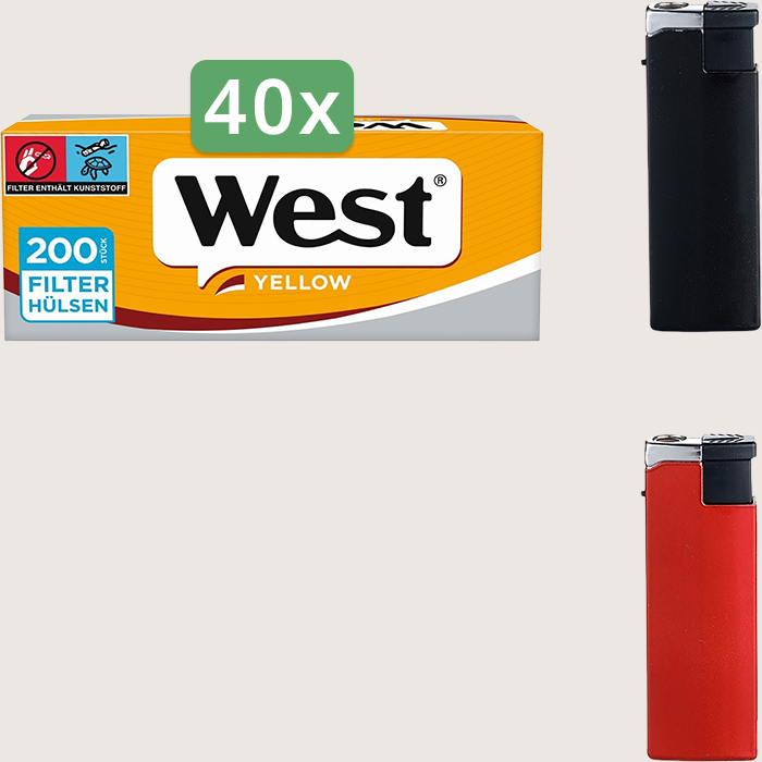 West Yellow Sparpaket mit 8.000 Hülsen und Feuerzeugset