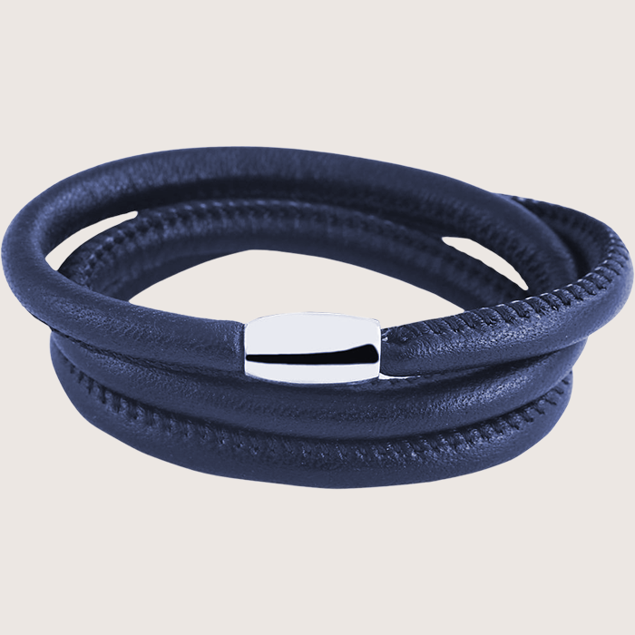 Echtleder Rundarmband - Dunkelblau - 54 cm