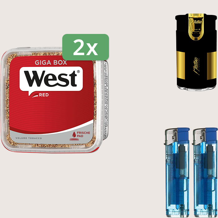 West Red 2 x 265 g Sparpaket mit Feuerzeugset
