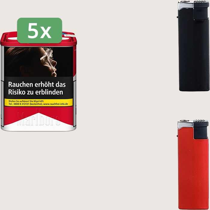 Marlboro Premium Red 5 x 70 g Sparpaket mit Feuerzeugen Marlboro Premium Red 5 x 70 g Sparpaket mit Feuerzeugen