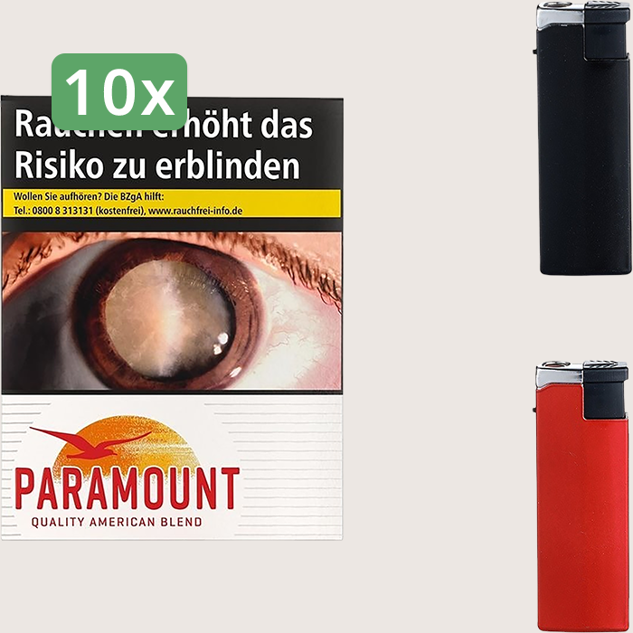 Paramount Red 10 x 9,90 € Sparpaket mit 330 Zigaretten und Feuerzeugset