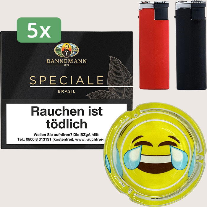 Dannemann Speciale Brasil 5 x 7,46 € Sparpaket mit 100 Zigarillos, Aschenbecher und Feuerzeugset Dannemann Speciale Brasil 5 x 7,46 € Sparpaket mit 100 Zigarillos, Aschenbecher und Feuerzeugset