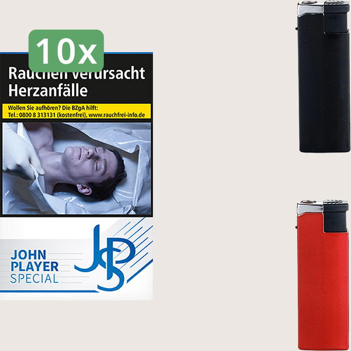 JPS Blue 10 x 8,60 € Sparpaket mit 200 Zigaretten und Feuerzeugset