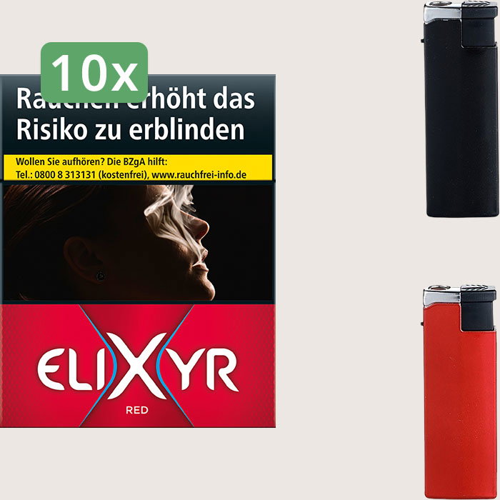 Elixyr Red 10 x 9,90 € Sparpaket mit 270 Zigaretten und Feuerzeugset