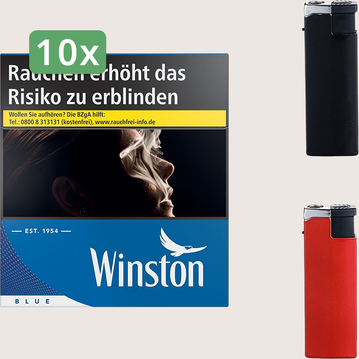 Winston Blue 10 x 20,00 € Sparpaket mit 600 Zigaretten und Feuerzeugset