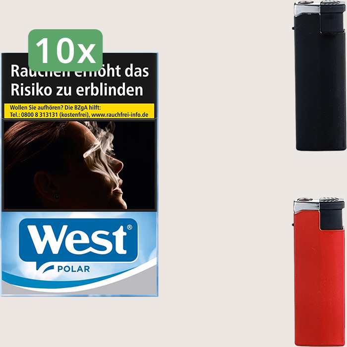 West Polar 10 x 8,70 € Sparpaket mit 200 Zigaretten und Feuerzeugset