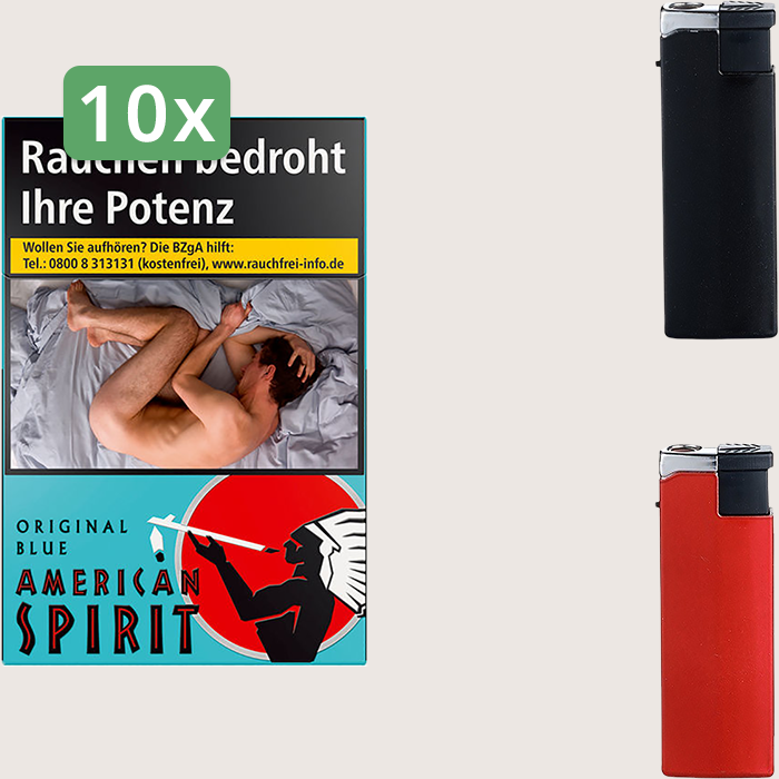 American Spirit Original Blue 10 x 9,00 € Sparpaket mit 200 Zigaretten und Feuerzeugset