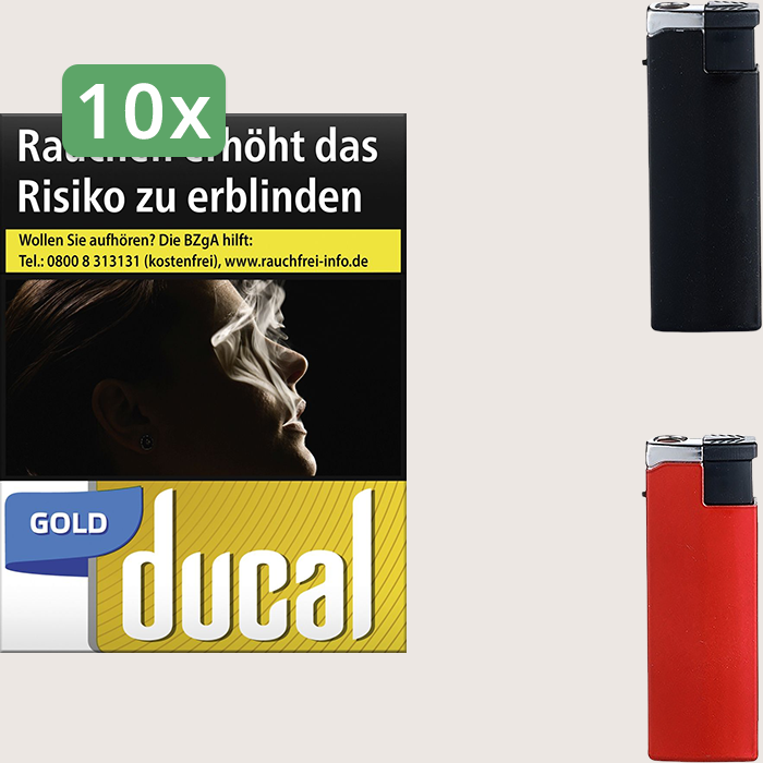 Ducal Gold 10 x 10,00 € Sparpaket mit 290 Zigaretten und Feuerzeugset