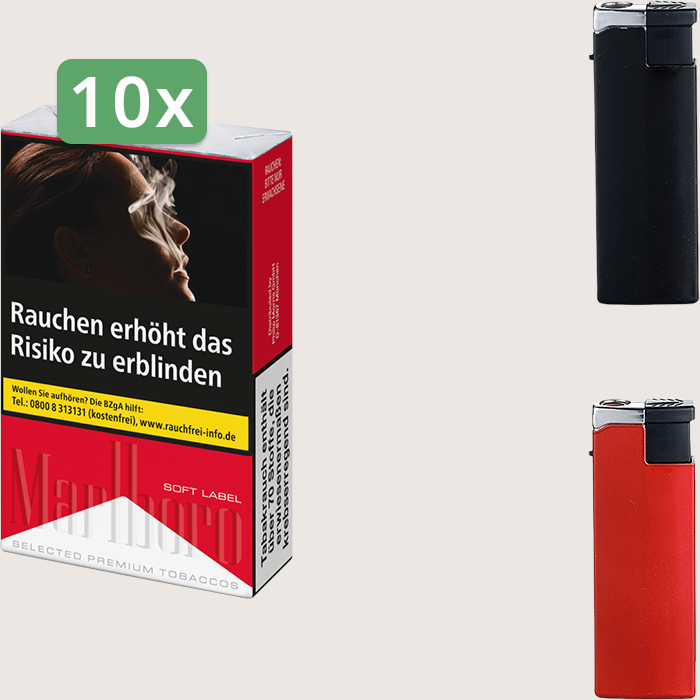 Marlboro Red Soft 10 x 9,40 € Sparpaket mit 200 Zigaretten und Feuerzeugset Marlboro Red Soft 10 x 9,40 € Sparpaket mit 200 Zigaretten und Feuerzeugset