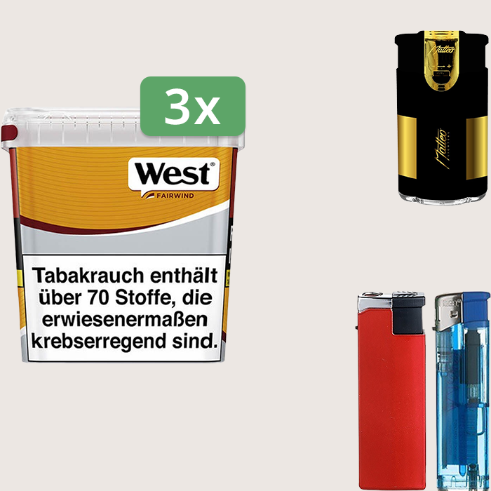 West Yellow 3 x 235 g Sparpaket mit Feuerzeugset