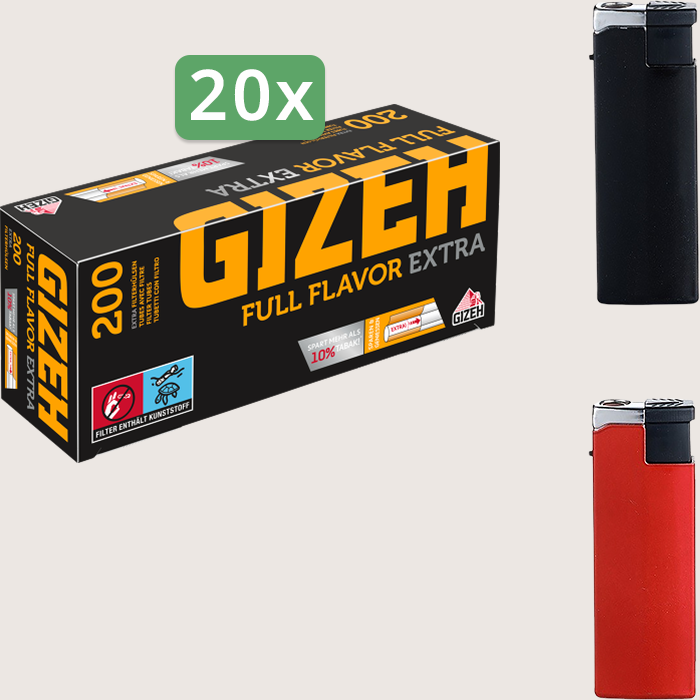 Gizeh Full Flavor Extra Sparpaket mit 4.000 Hülsen und Feuerzeugset