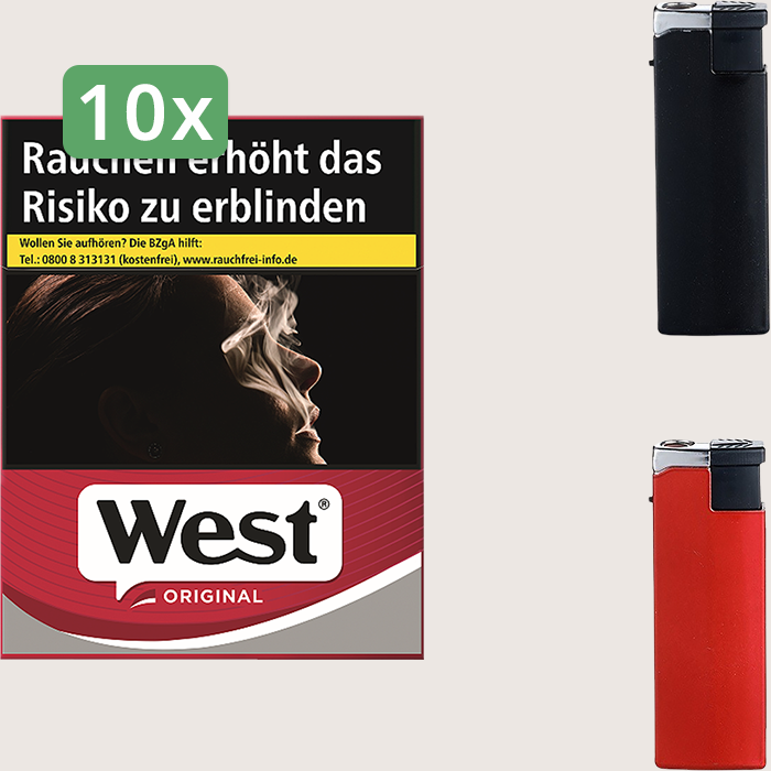 West Original 10 x 15,90 € Sparpaket mit 420 Zigaretten und Feuerzeugset
