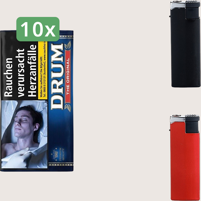 Drum Original 10 x 50 g Sparpaket mit Feuerzeugen Drum Original 10 x 50 g Sparpaket mit Feuerzeugen