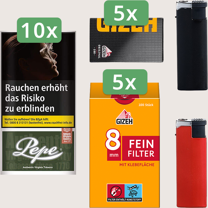 Pepe Dark Green 10 x 30 g Sparpaket mit 500 Gizeh Black Original Magnet Blättchen und 500 Gizeh Feinfilter 8 mm