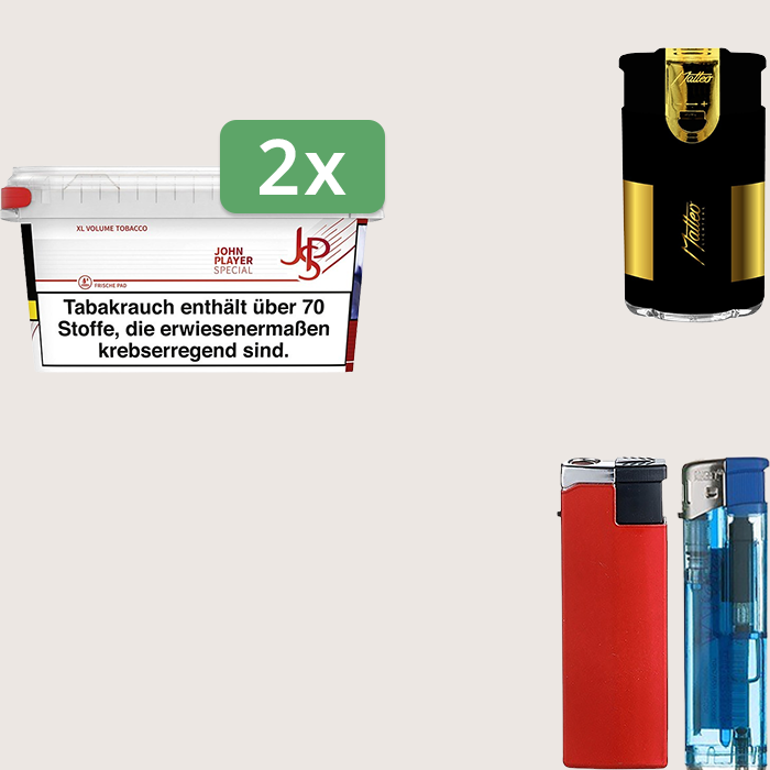 JPS Red 2 x 105 g Sparpaket mit Feuerzeugset