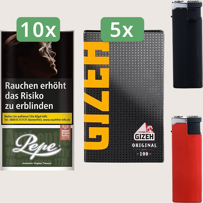 Pepe Dark Green 10 x 30 g Sparpaket mit 500 Gizeh Black Original Magnet Blättchen