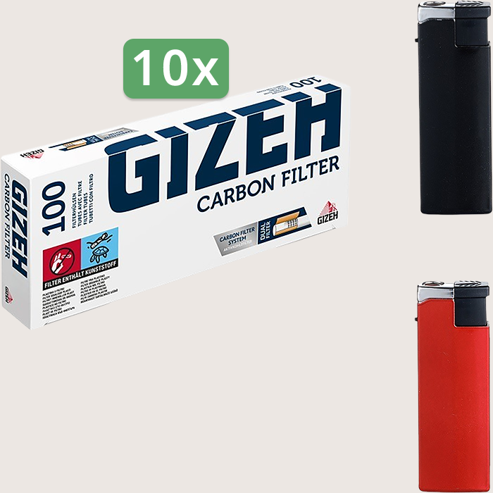 Gizeh Carbon Sparpaket mit 1.000 Hülsen und Feuerzeugset