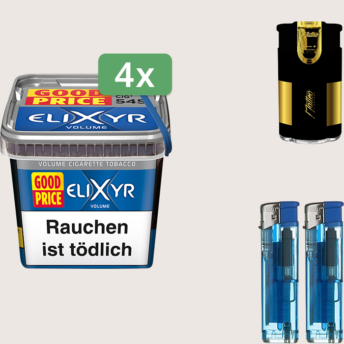 Elixyr Volume Blue 4 x 245 g Sparpaket mit Feuerzeugset Elixyr Volume Blue 4 x 245 g Sparpaket mit Feuerzeugset