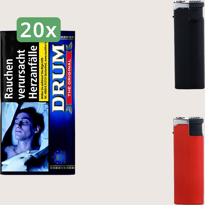 Drum Original 20 x 30 g Sparpaket mit Feuerzeugen