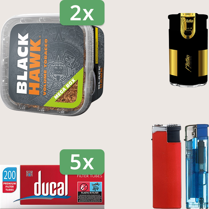 Black Hawk 2 x 230 g Sparpaket mit 1.000 Ducal Hülsen und Feuerzeugset