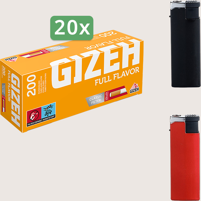 Gizeh Full Flavor Sparpaket mit 4.000 Hülsen mit Feuerzeugset