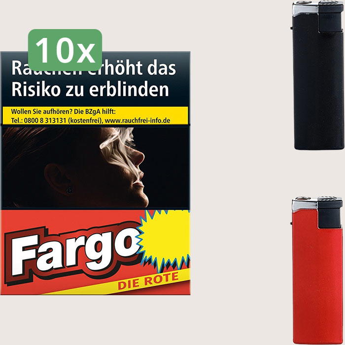 Fargo Die Rote 10 x 8,00 € Sparpaket mit 240 Zigaretten und Feuerzeugset