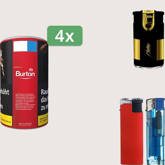 Burton Full Red 4 x 90 g Sparpaket mit Feuerzeugset
