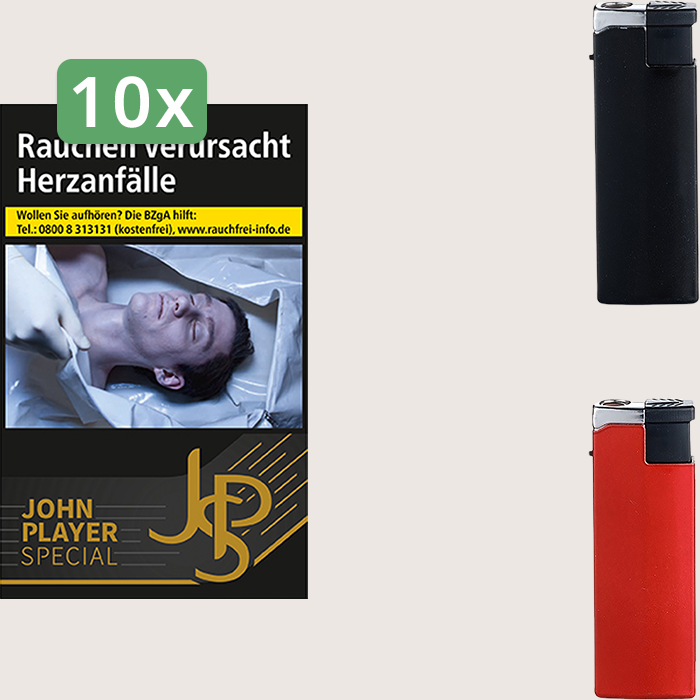 JPS Black 10 x 9,00 € Sparpaket mit 200 Zigaretten und Feuerzeugset