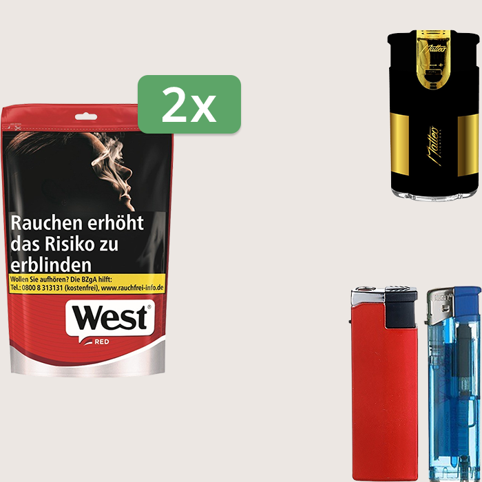 West Red 2 x 137 g Sparpaket mit Feuerzeugset
